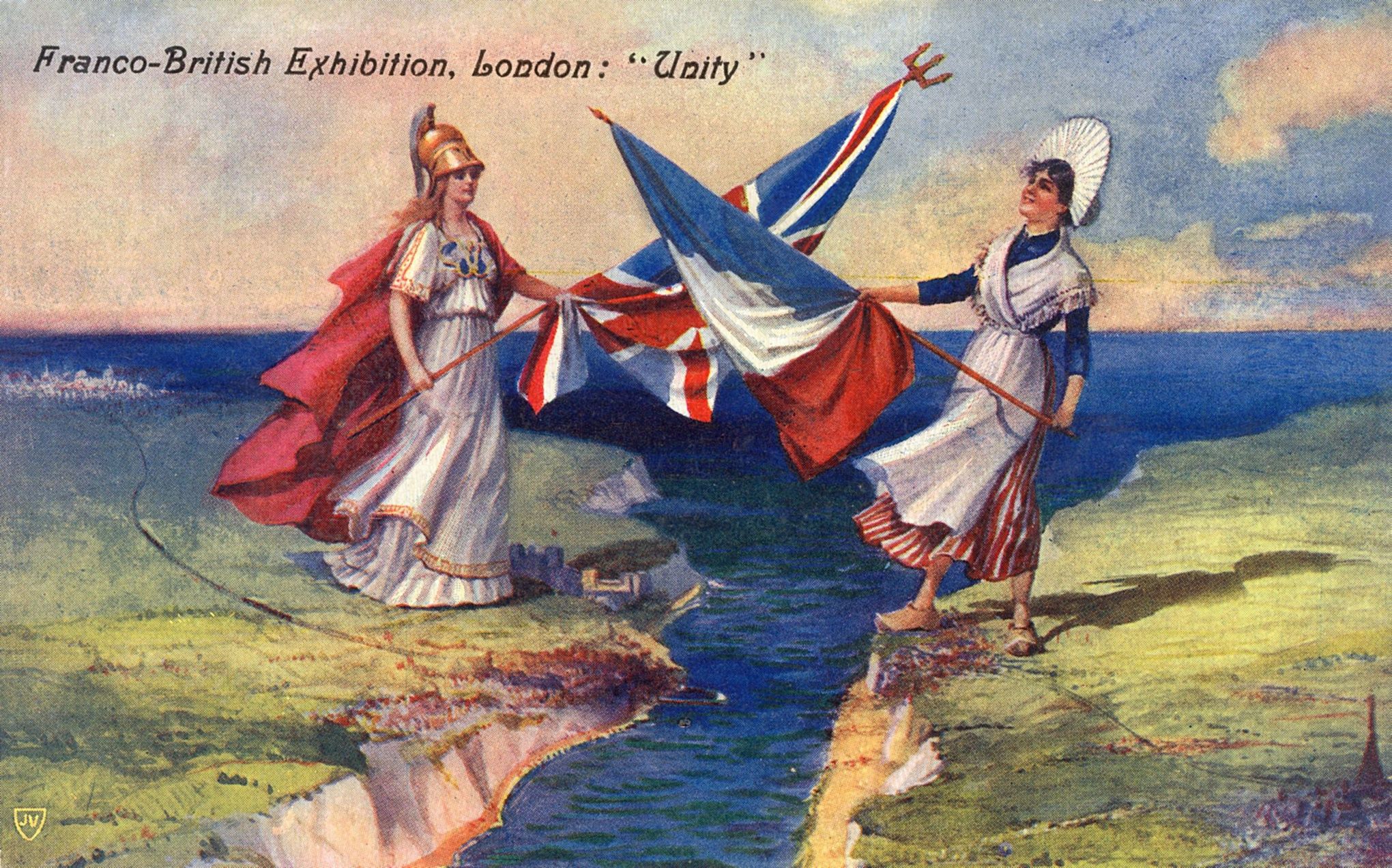Een prent om het bondgenootschap tussen Frankrijk en Groot-Brittannië̈ te vieren, 1908. (Beeld: Rue des Archives)